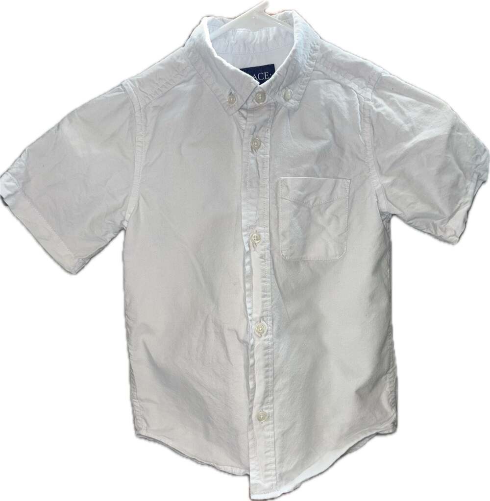 The Children's Place Boys White Short Sleeve Oxford Button Down Shirt Size 5/6
